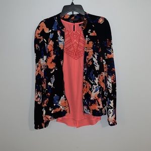 Bomber jacket size medium multicolored with matching top